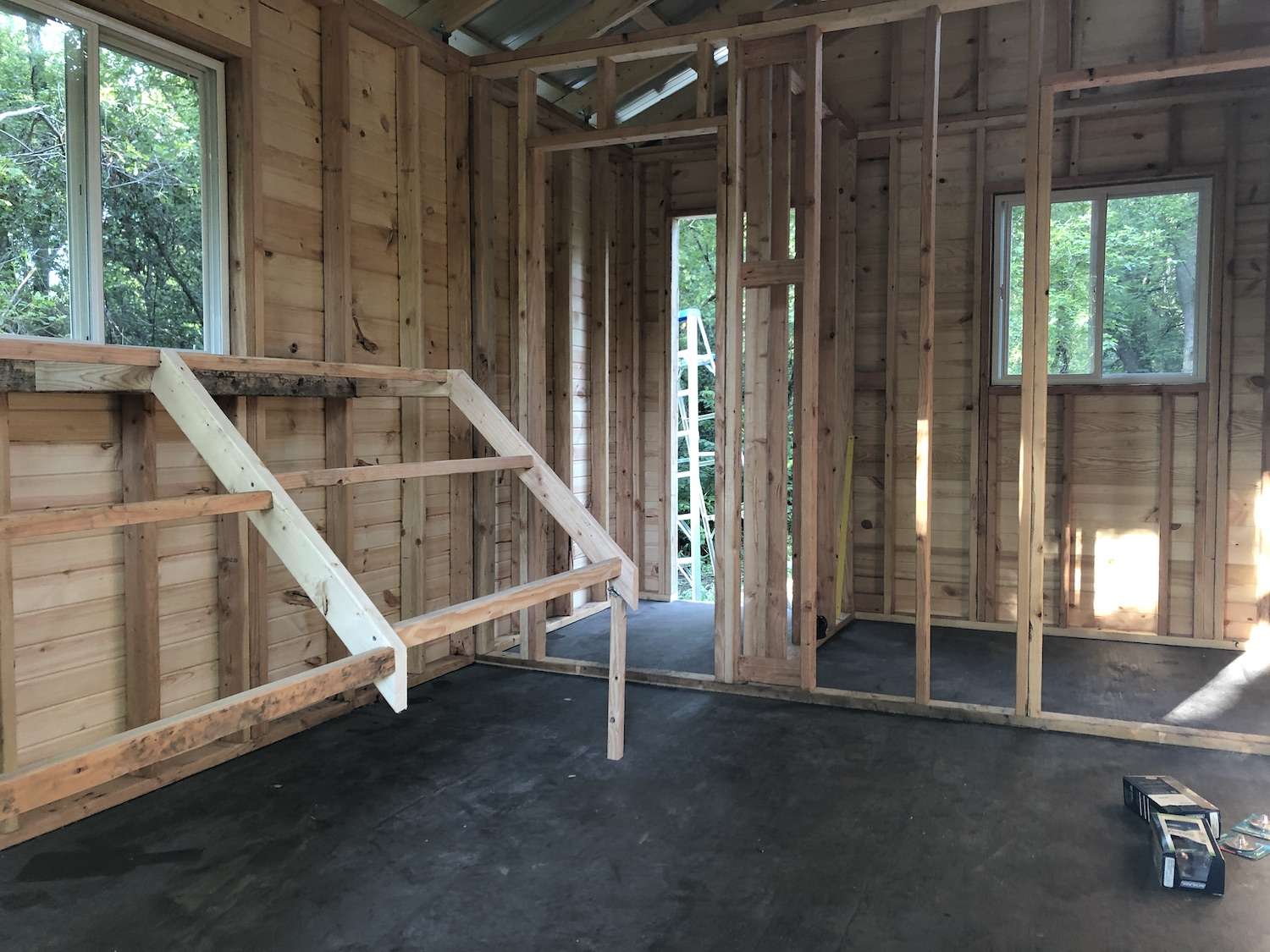 Photo of linoleum flooring inside a chicken coop