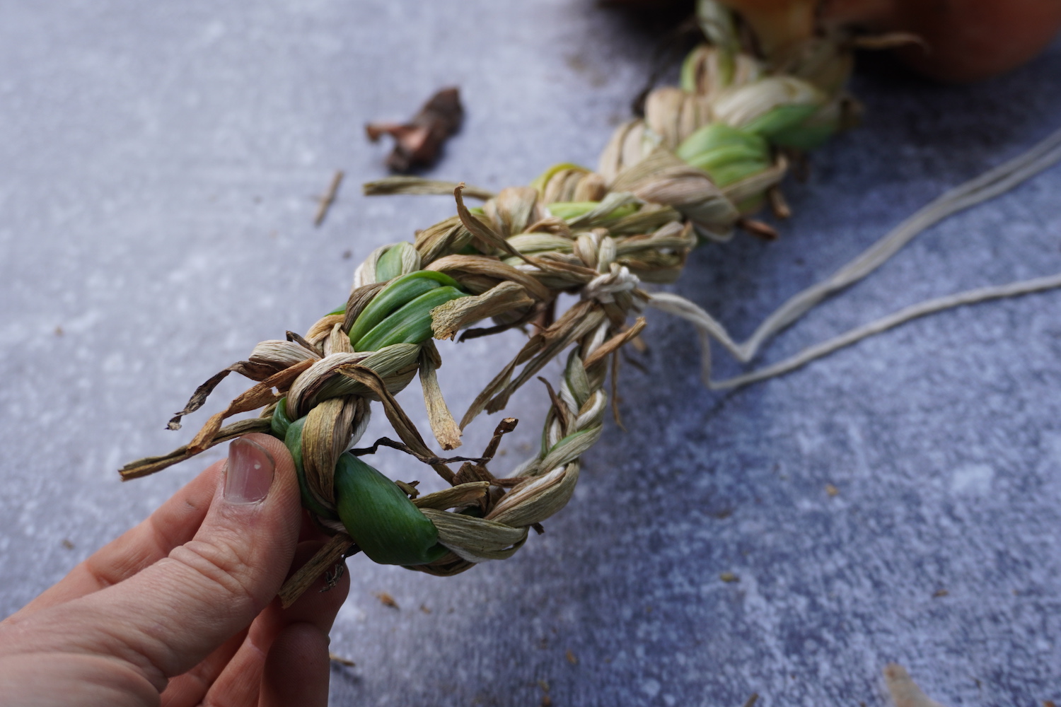 Tying a loop to secure the onion braid